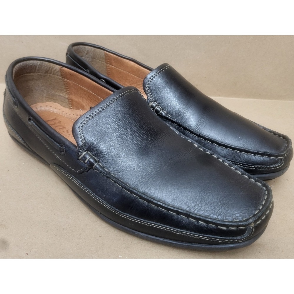 Mens Bass HANK (Sz 9 M) Black Leather Loafer Slip On Driving Dress Shoes
